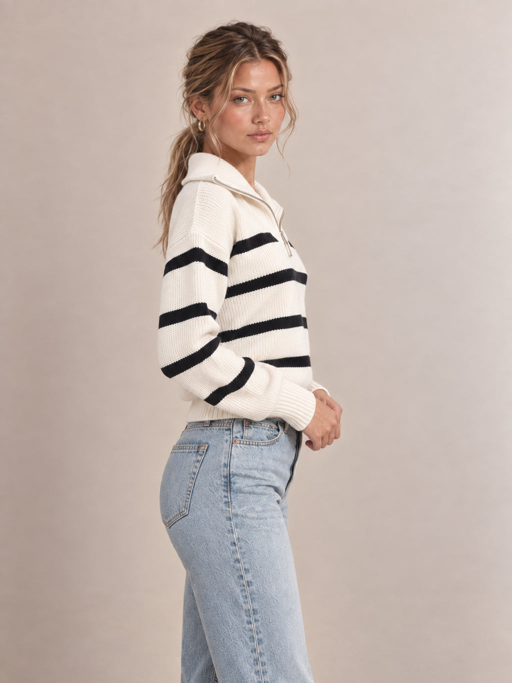 Elowen Striped Half-Zip Jumper — product view 3