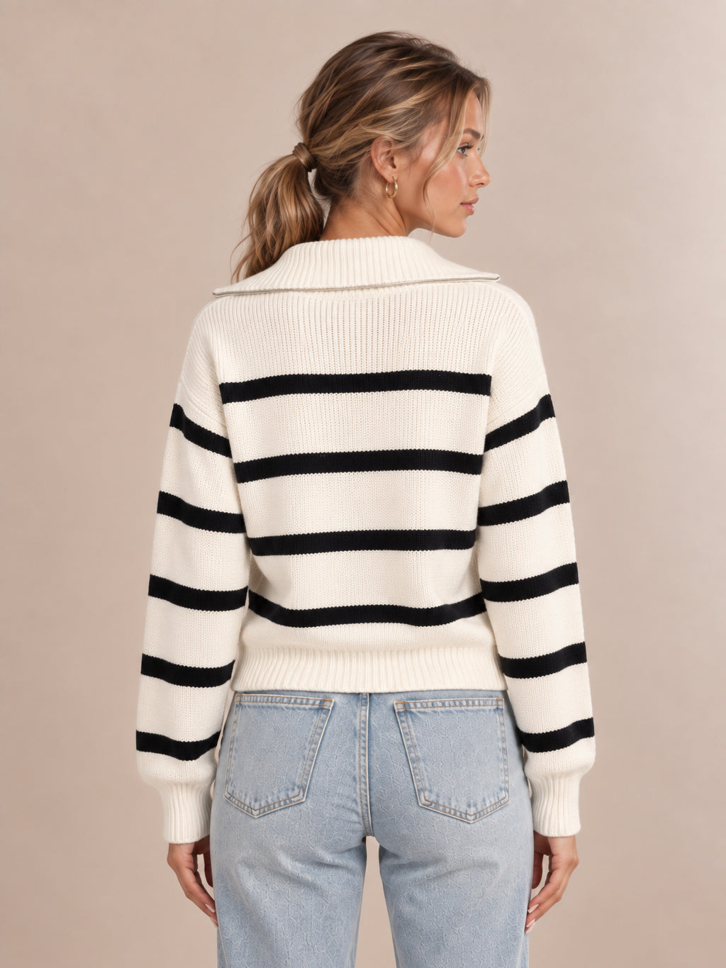 Elowen Striped Half-Zip Jumper — product view 4