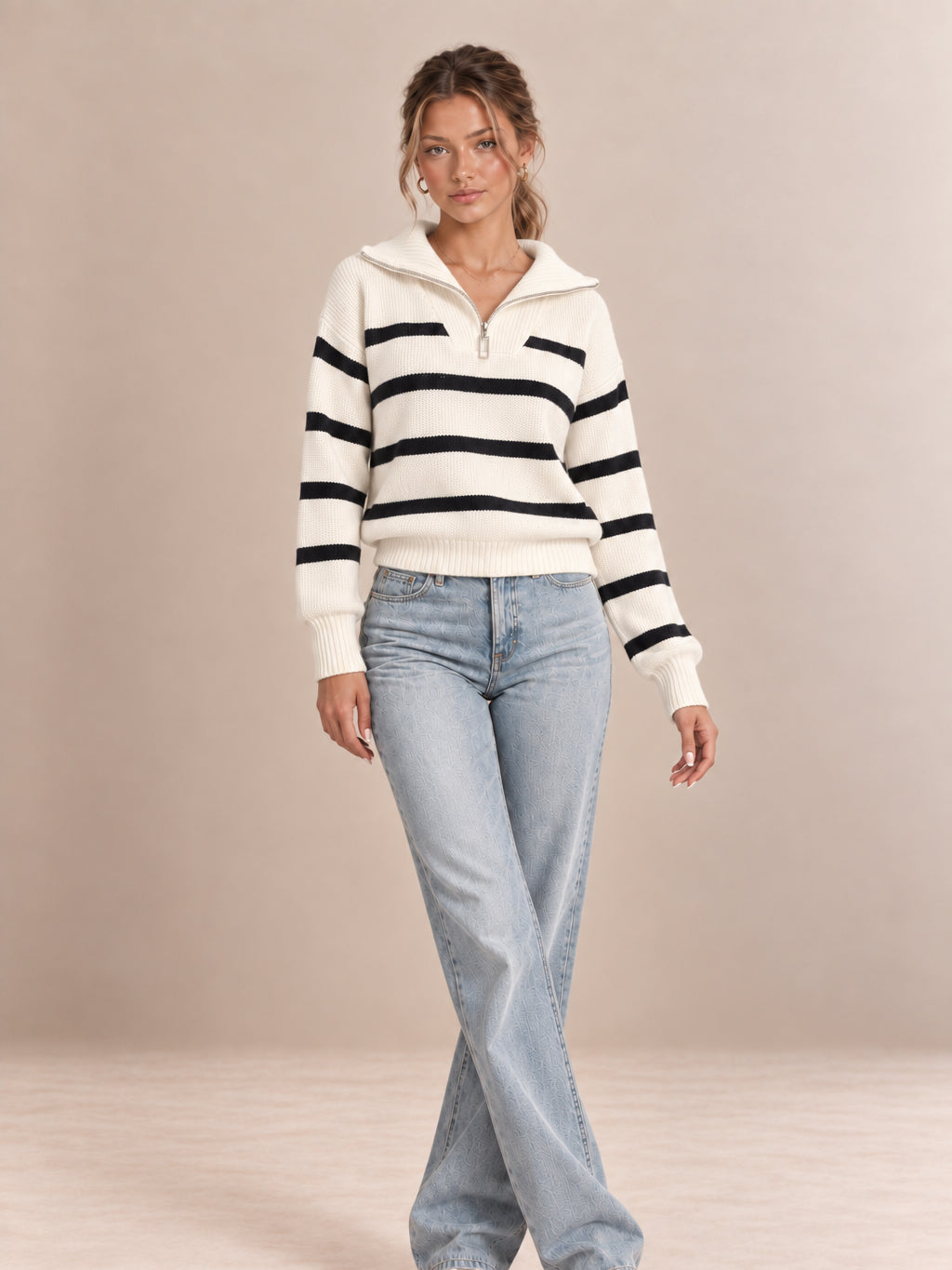 Elowen Striped Half-Zip Jumper — product view 5