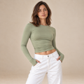 Long-Sleeve Cropped Crew-Neck Top
